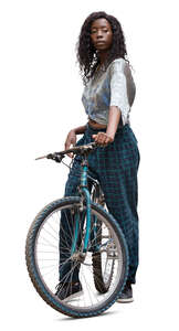 cut out woman with a bicycle standing