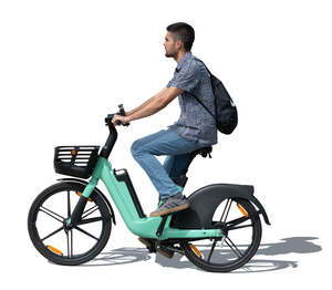 cut out man riding an electric bike