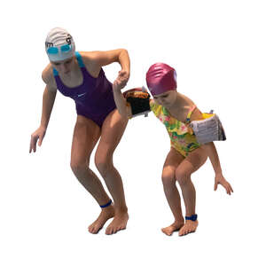 two cut out kids jumping into the pool