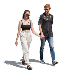 cut out man and woman walking and holding hands