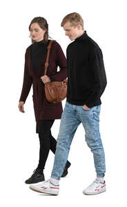 cut out man and woman walking