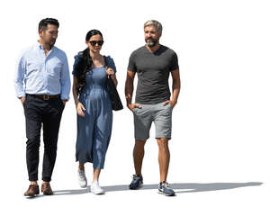 cut out group of three adults walking