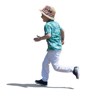 cut out little boy with a hat running