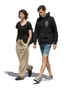cut out man and woman walking on the street