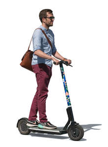 cut out man riding an electric scooter in summer