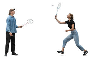 cut out man and woman playing badminton