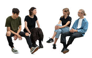 cut out group of young people sitting and talking