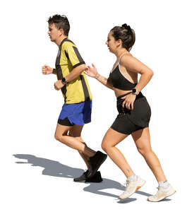 cut out man and woman jogging