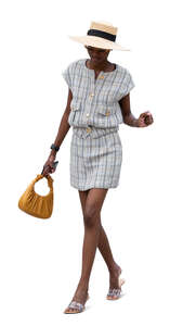 cut out black woman in a fancy dress walking