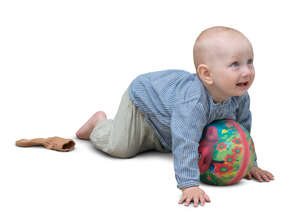 cut out little boy playing with the ball on the floor