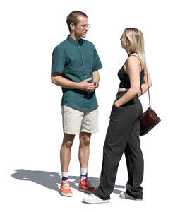 cut out young man and woman standing and talking