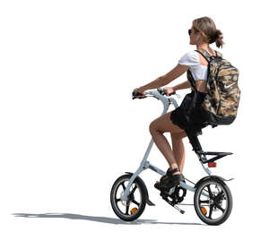 cut out woman riding a design bike