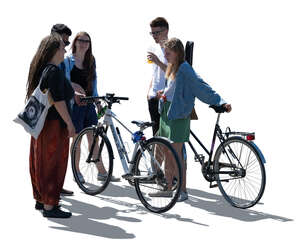 cut out backlit group of young people standing and talking