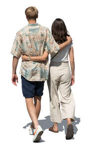 couple in summer walking holding each other