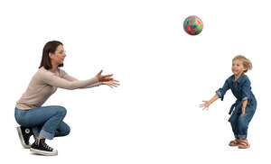 cut out mother playing ball with her daughter