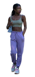 cut out young black woman walking