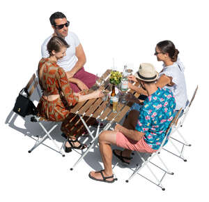 group of people sitting in a cafe seen from above