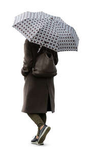 cut out woman with an umbrella walking