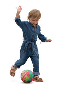 cut out little girl playing football