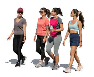 cut out group of women in work out clothes walking