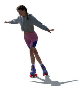 cut out backlit woman roller skating