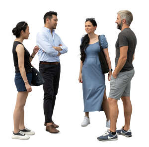 cut out group of adults standing and having a converstation