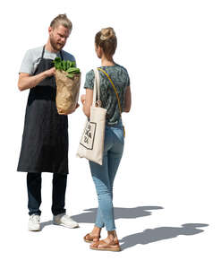 cut out woman buying groceries from the farmers market