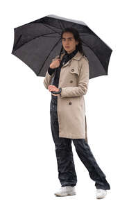 cut out woman with an umbrella standing