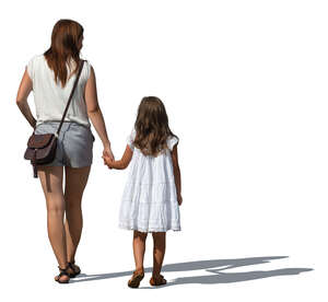 mother and daughter walking hand in hand