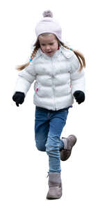 cut out little girl in winter running