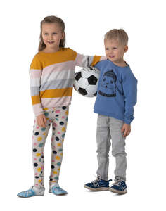 two children with a ball standing