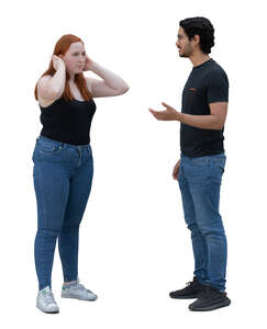 two people standing and having a conversation