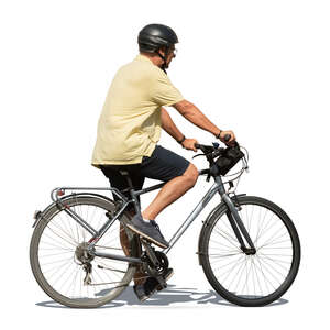 cut out older man riding in a bicycle