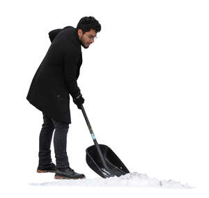 cut out man shovelling snow
