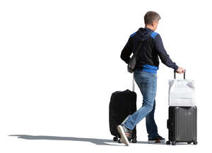 man with two big suitcases walking in the street