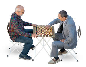 two men playing chess seen from above