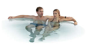man and woman relaxing in a hot tub