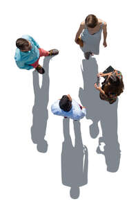 top view image of a backlit group of people standing