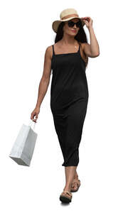 woman in a black dress shopping