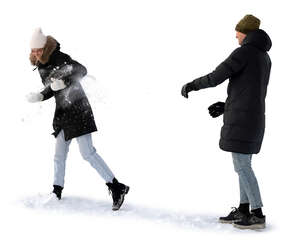 two people having a fun snow fight