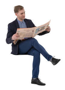 cut out man sitting and reading a newspaper