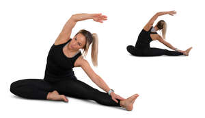 woman exercising in front of the mirror