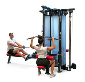 two people working out in a gym
