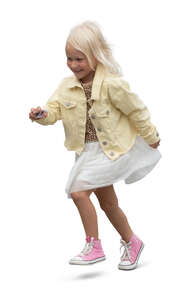 little girl running happily
