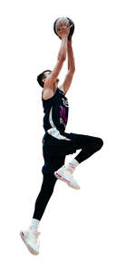 cut out basketball player jumping with the ball