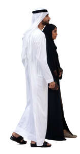 cut out arab couple in traditional clothing standing