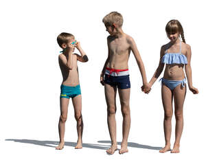 cut out group of children preparing to go swimming