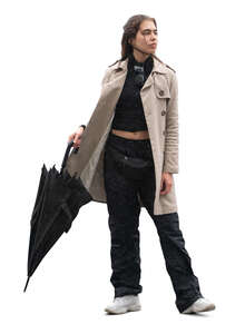 cut out woman with an umbrella standing