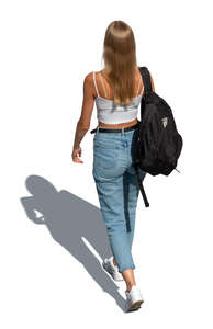 top view image of a woman walking