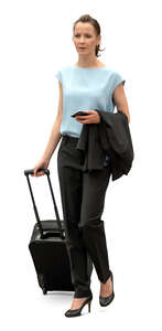 businesswoman with a suitcase walking